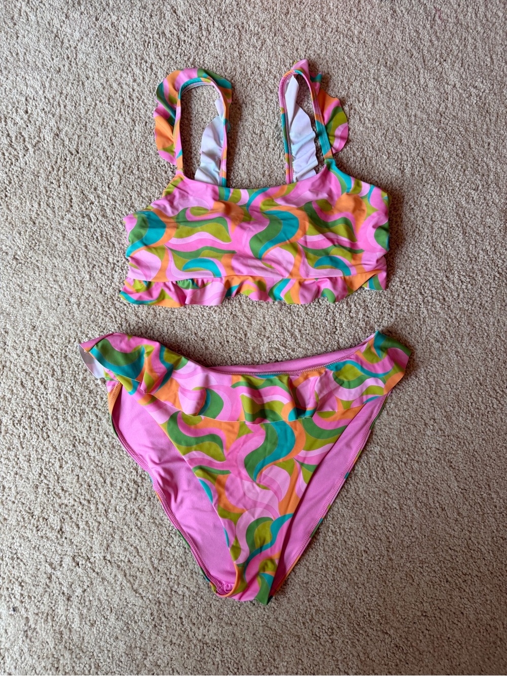 Barbie Pink Multi-Color Ruffle Bikini Set - Picture 1 of 4